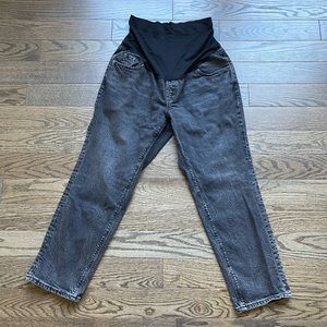 Old Navy Maternity Full-Panel Black-Wash Boyfriend Jeans Size 12 PETITE